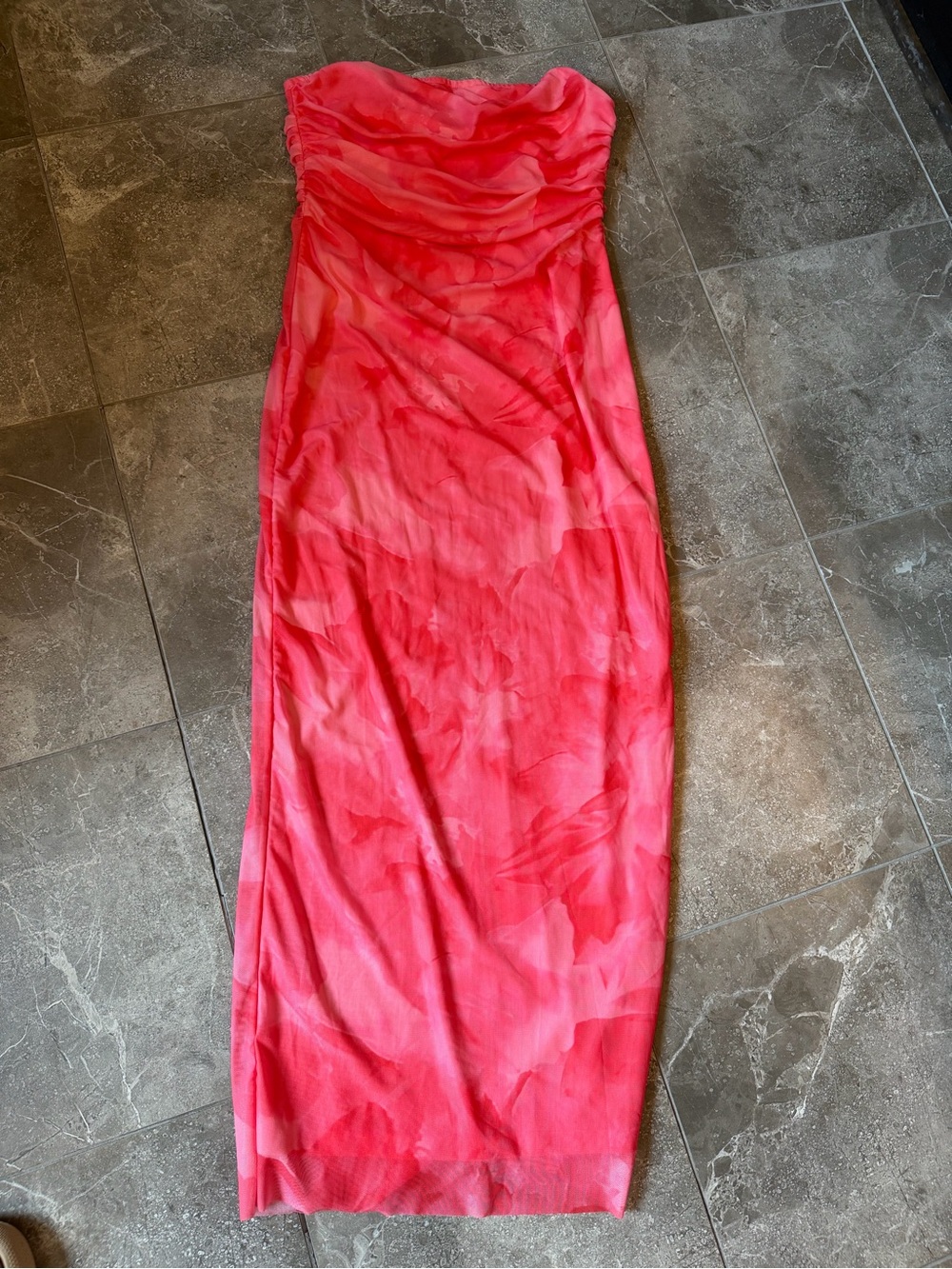 SHEIN Strapless Pink Ombre Maxi Gown
